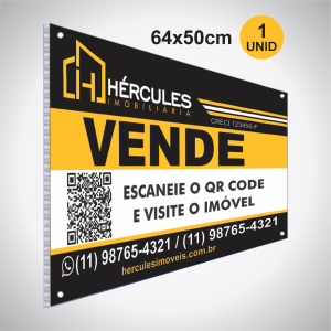 1 Placa Imobiliária em Polionda Polionda 2mm 40x30cm 4x0 (Só Frente) Impressão UV Corte reto e 1 ilhós em cada ponta 